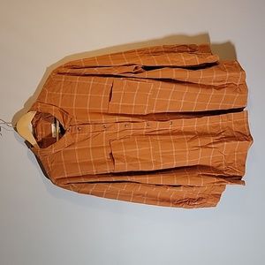 Ava & Viv Mustard Plaid Button Down Flannel Plus Size 3X GUC